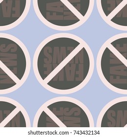 Conceptual seamless pattern with logo fake news. Global problems of humanity.