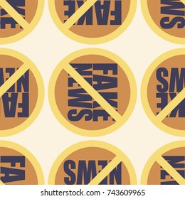 Conceptual seamless pattern with logo fake news. Global problems of humanity.