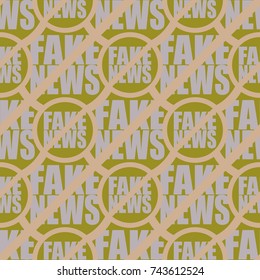 Conceptual seamless pattern with logo fake news. Global problems of humanity.