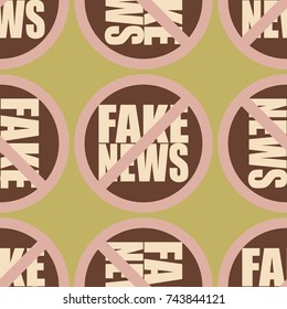 Conceptual seamless pattern with logo fake news. Global problems of humanity.