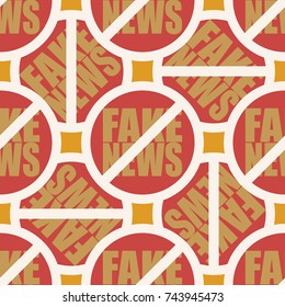 Conceptual seamless pattern with logo fake news. Global problems of humanity.