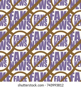 Conceptual seamless pattern with logo fake news. Global problems of humanity.