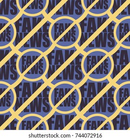 Conceptual seamless pattern with logo fake news. Global problems of humanity.