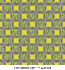 Conceptual seamless pattern with logo fake news. Global problems of humanity.