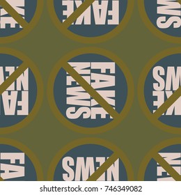 Conceptual seamless pattern with logo fake news. Global problems of humanity.