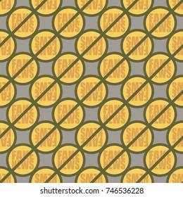 Conceptual seamless pattern with logo fake news. Global problems of humanity.