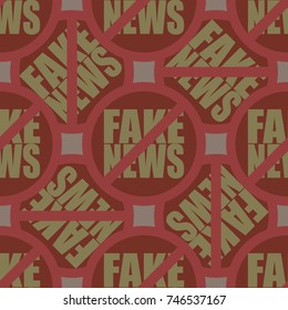 Conceptual seamless pattern with logo fake news. Global problems of humanity.