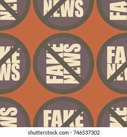 Conceptual seamless pattern with logo fake news. Global problems of humanity.