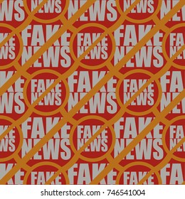 Conceptual seamless pattern with logo fake news. Global problems of humanity.