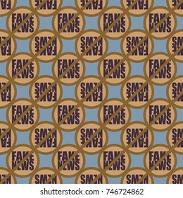 Conceptual seamless pattern with logo fake news. Global problems of humanity.