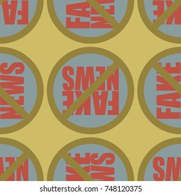 Conceptual seamless pattern with logo fake news. Global problems of humanity.