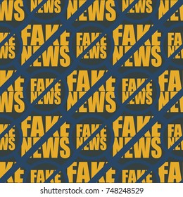 Conceptual seamless pattern with logo fake news. Global problems of humanity.