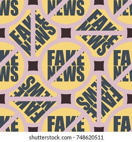 Conceptual seamless pattern with logo fake news. Global problems of humanity.