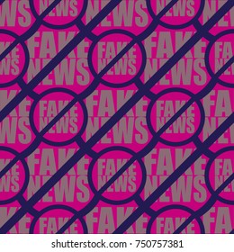 Conceptual seamless pattern with logo fake news. Global problems of humanity.
