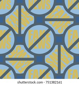 Conceptual seamless pattern with logo fake news. Global problems of humanity.