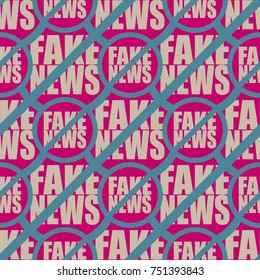Conceptual seamless pattern with logo fake news. Global problems of humanity.