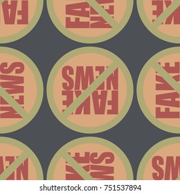 Conceptual seamless pattern with logo fake news. Global problems of humanity.