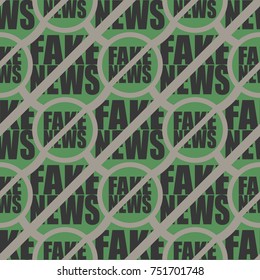 Conceptual seamless pattern with logo fake news. Global problems of humanity.
