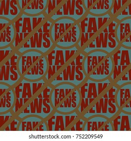 Conceptual seamless pattern with logo fake news. Global problems of humanity.