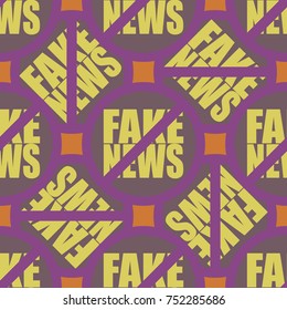 Conceptual seamless pattern with logo fake news. Global problems of humanity.