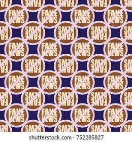 Conceptual seamless pattern with logo fake news. Global problems of humanity.