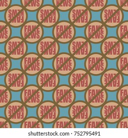 Conceptual seamless pattern with logo fake news. Global problems of humanity.