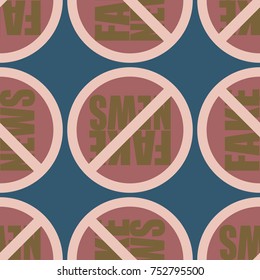 Conceptual seamless pattern with logo fake news. Global problems of humanity.