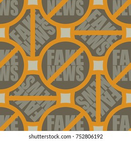 Conceptual seamless pattern with logo fake news. Global problems of humanity.