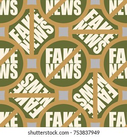 Conceptual seamless pattern with logo fake news. Global problems of humanity.