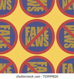Conceptual seamless pattern with logo fake news. Global problems of humanity.