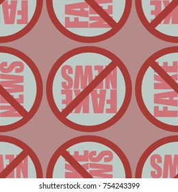 Conceptual seamless pattern with logo fake news. Global problems of humanity.