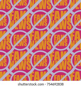 Conceptual seamless pattern with logo fake news. Global problems of humanity.
