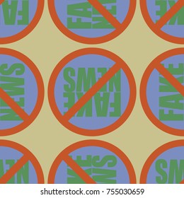Conceptual seamless pattern with logo fake news. Global problems of humanity.