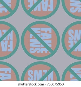 Conceptual seamless pattern with logo fake news. Global problems of humanity.