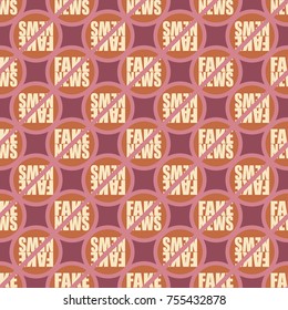 Conceptual seamless pattern with logo fake news. Global problems of humanity.