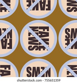 Conceptual seamless pattern with logo fake news. Global problems of humanity.