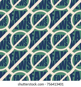 Conceptual seamless pattern with logo fake news. Global problems of humanity.