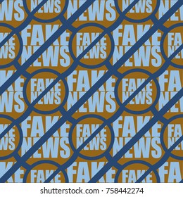 Conceptual seamless pattern with logo fake news. Global problems of humanity.