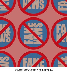 Conceptual seamless pattern with logo fake news. Global problems of humanity.