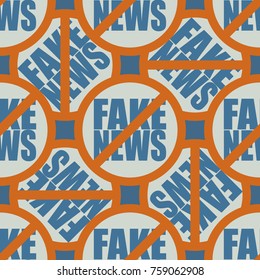 Conceptual seamless pattern with logo fake news. Global problems of humanity.