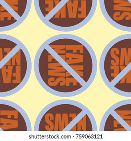 Conceptual seamless pattern with logo fake news. Global problems of humanity.