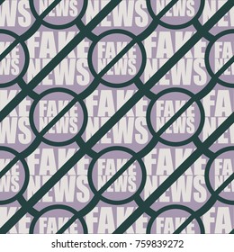 Conceptual seamless pattern with logo fake news. Global problems of humanity.