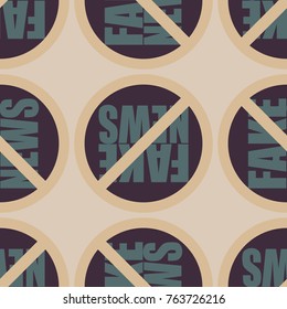 Conceptual seamless pattern with logo fake news. Global problems of humanity.
