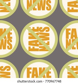 Conceptual seamless pattern with logo fake news. Global problems of humanity.