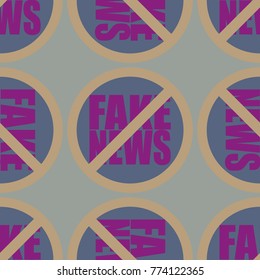 Conceptual seamless pattern with logo fake news. Global problems of humanity.