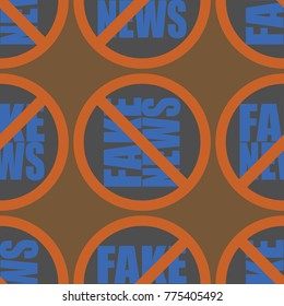 Conceptual seamless pattern with logo fake news. Global problems of humanity.