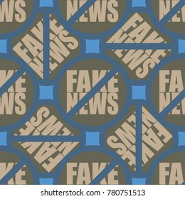 Conceptual seamless pattern with logo fake news. Global problems of humanity.
