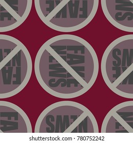 Conceptual seamless pattern with logo fake news. Global problems of humanity.