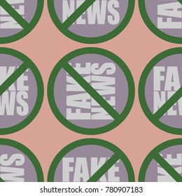 Conceptual seamless pattern with logo fake news. Global problems of humanity.