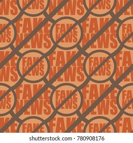Conceptual seamless pattern with logo fake news. Global problems of humanity.